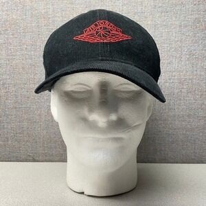 Air Jordan Corduroy Baseball Cap Black Red Embroidered Logo Adjustable Buckle